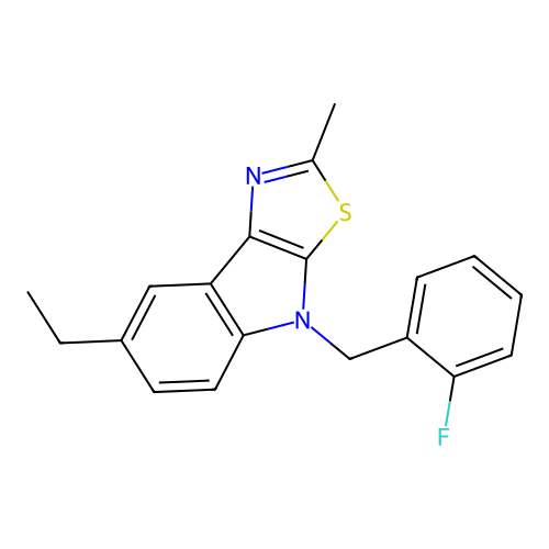 7-ethyl-4-(2-fluorobenzyl)-2-methyl-4H-[1,3]thiazolo[5,4-b]indole structure