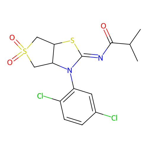 N-[(2Z)-3-(2,5-dichlorophenyl)-5,5-dioxidotetrahydrothieno[3,4-d][1,3]thiazol-2(3H)-ylidene]-2-methylpropanamide structure