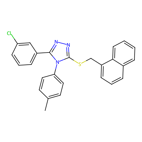 3-(3-chlorophenyl)-4-(4-methylphenyl)-5-(naphthalen-1-ylmethylsulfanyl)-1,2,4-triazole structure
