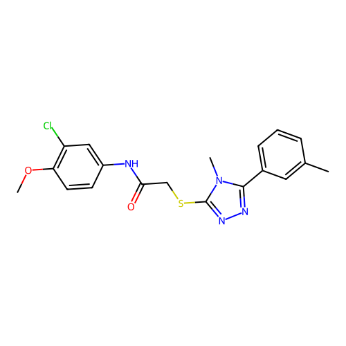 N-(3-chloro-4-methoxyphenyl)-2-{[4-methyl-5-(3-methylphenyl)-4H-1,2,4-triazol-3-yl]sulfanyl}acetamide structure