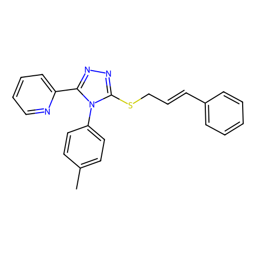 (E)-2-(5-(cinnamylthio)-4-(p-tolyl)-4H-1,2,4-triazol-3-yl)pyridine structure