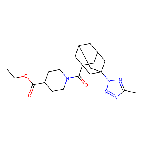 ethyl 1-[3-(5-methyltetrazol-2-yl)adamantane-1-carbonyl]piperidine-4-carboxylate structure