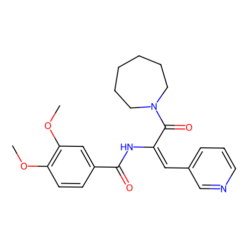 (E)-N-(3-(azepan-1-yl)-3-oxo-1-(pyridin-3-yl)prop-1-en-2-yl)-3,4-dimethoxybenzamide structure