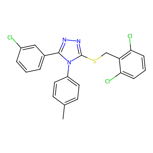 3-(3-chlorophenyl)-5-[(2,6-dichlorophenyl)methylsulfanyl]-4-(4-methylphenyl)-1,2,4-triazole structure