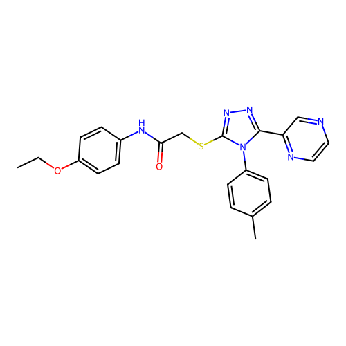 N-(4-ethoxyphenyl)-2-[[4-(4-methylphenyl)-5-pyrazin-2-yl-1,2,4-triazol-3-yl]sulfanyl]acetamide structure
