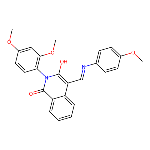 (E)-2-(2,4-dimethoxyphenyl)-4-(((4-methoxyphenyl)amino)methylene)isoquinoline-1,3(2H,4H)-dione structure