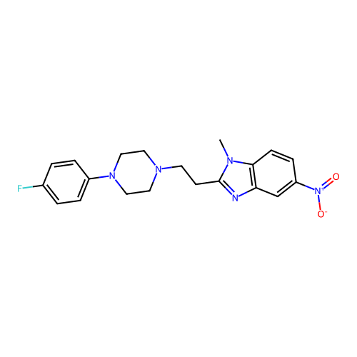 2-{2-[4-(4-fluorophenyl)piperazin-1-yl]ethyl}-1-methyl-5-nitro-1H-benzimidazole structure