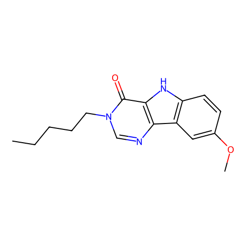 8-methoxy-3-pentyl-3,5-dihydro-4H-pyrimido[5,4-b]indol-4-one structure