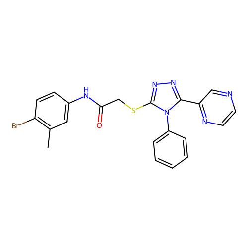N-(4-bromo-3-methylphenyl)-2-{[4-phenyl-5-(pyrazin-2-yl)-4H-1,2,4-triazol-3-yl]sulfanyl}acetamide structure
