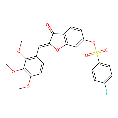 (Z)-3-oxo-2-(2,3,4-trimethoxybenzylidene)-2,3-dihydrobenzofuran-6-yl 4-fluorobenzenesulfonate structure