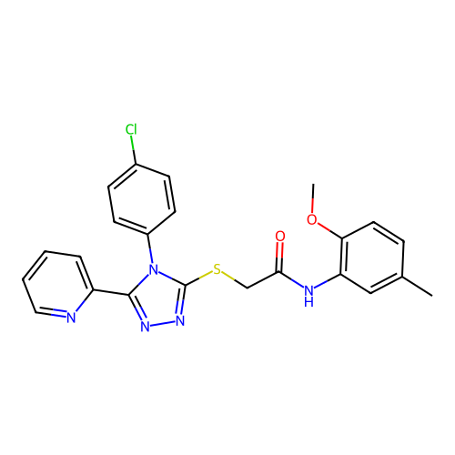 2-{[4-(4-chlorophenyl)-5-(pyridin-2-yl)-4H-1,2,4-triazol-3-yl]sulfanyl}-N-(2-methoxy-5-methylphenyl)acetamide structure