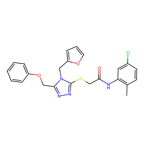 N-(5-chloro-2-methylphenyl)-2-{[4-(furan-2-ylmethyl)-5-(phenoxymethyl)-4H-1,2,4-triazol-3-yl]sulfanyl}acetamide structure