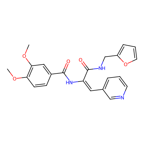 N-[1-(2-furylmethylcarbamoyl)-2-pyridin-3-yl-ethenyl]-3,4-dimethoxy-benzamide structure