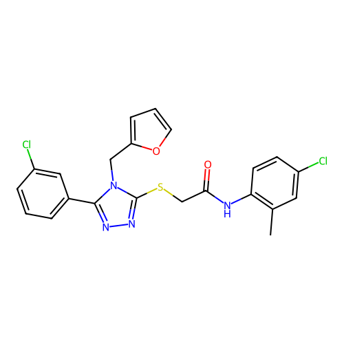 N-(4-chloro-2-methylphenyl)-2-{[5-(3-chlorophenyl)-4-(furan-2-ylmethyl)-4H-1,2,4-triazol-3-yl]sulfanyl}acetamide structure