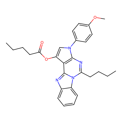 5-butyl-3-(4-methoxyphenyl)-3H-benzo[4,5]imidazo[1,2-c]pyrrolo[3,2-e]pyrimidin-1-yl pentanoate structure