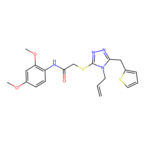 N-(2,4-dimethoxyphenyl)-2-{[4-(prop-2-en-1-yl)-5-(thiophen-2-ylmethyl)-4H-1,2,4-triazol-3-yl]sulfanyl}acetamide structure