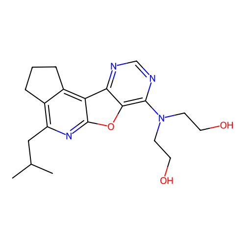 2,2'-((4-isobutyl-2,3-dihydro-1H-cyclopenta[4',5']pyrido[3',2':4,5]furo[3,2-d]pyrimidin-7-yl)azanediyl)diethanol structure