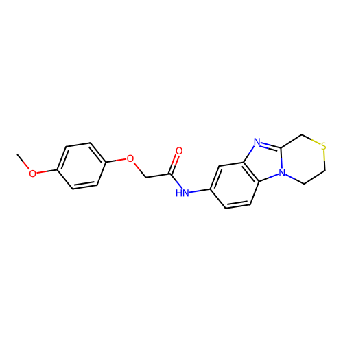N-(3,4-dihydro-1H-[1,4]thiazino[4,3-a]benzimidazol-8-yl)-2-(4-methoxyphenoxy)acetamide structure