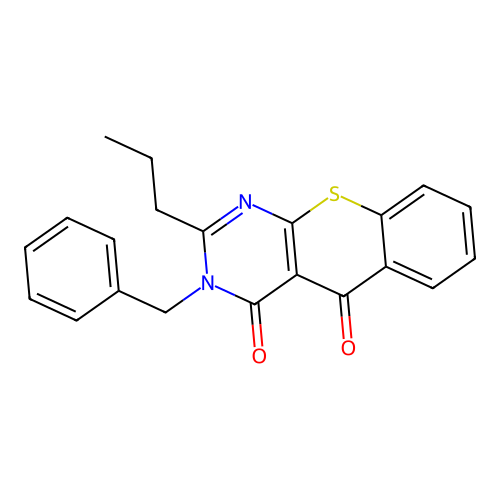 3-benzyl-2-propyl-3H-thiochromeno[2,3-d]pyrimidine-4,5-dione structure