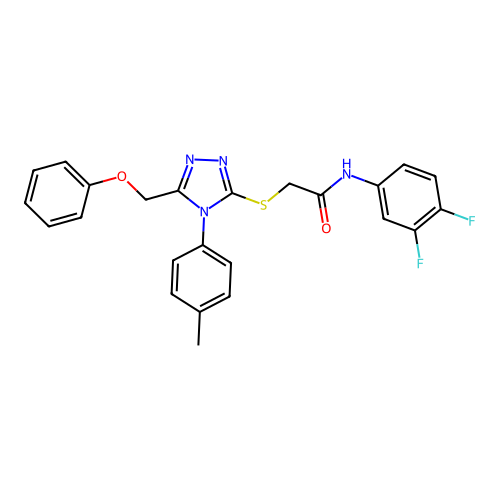 N-(3,4-difluorophenyl)-2-{[4-(4-methylphenyl)-5-(phenoxymethyl)-4H-1,2,4-triazol-3-yl]sulfanyl}acetamide structure