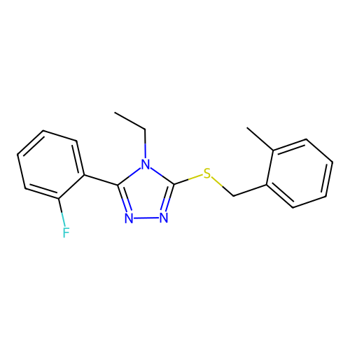 4-ethyl-3-(2-fluorophenyl)-5-[(2-methylbenzyl)sulfanyl]-4H-1,2,4-triazole structure