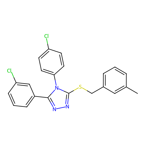 3-(3-chlorophenyl)-4-(4-chlorophenyl)-5-[(3-methylphenyl)methylsulfanyl]-1,2,4-triazole structure