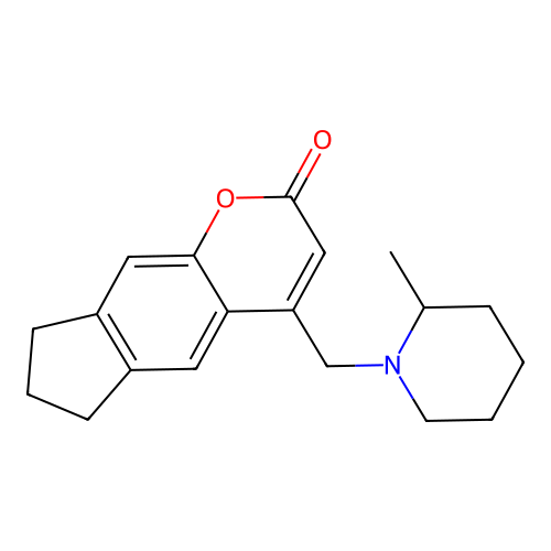 4-((2-methylpiperidin-1-yl)methyl)-7,8-dihydrocyclopenta[g]chromen-2(6H)-one structure