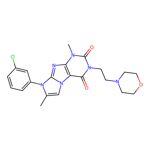 8-(3-chlorophenyl)-1,7-dimethyl-3-[2-(morpholin-4-yl)ethyl]-1H-imidazo[2,1-f]purine-2,4(3H,8H)-dione structure