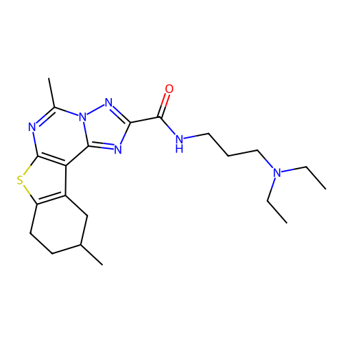 N-(3-(diethylamino)propyl)-5,10-dimethyl-8,9,10,11-tetrahydrobenzo[4,5]thieno[3,2-e][1,2,4]triazolo[1,5-c]pyrimidine-2-carboxamide structure