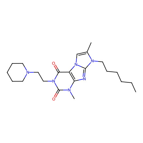 6-Hexyl-4,7-dimethyl-2-(2-piperidin-1-ylethyl)purino[7,8-a]imidazole-1,3-dione structure