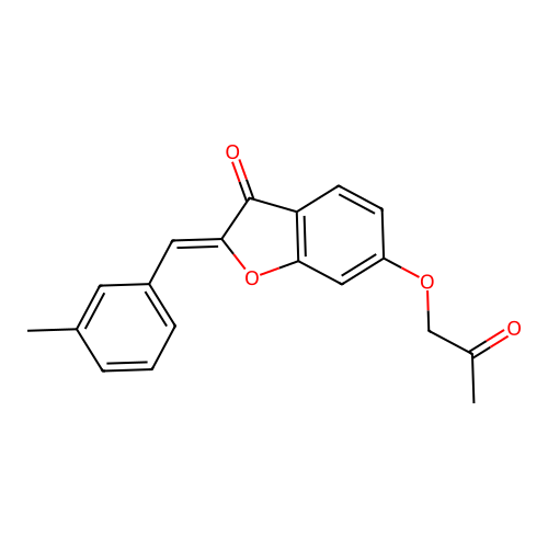(Z)-2-(3-methylbenzylidene)-6-(2-oxopropoxy)benzofuran-3(2H)-one structure