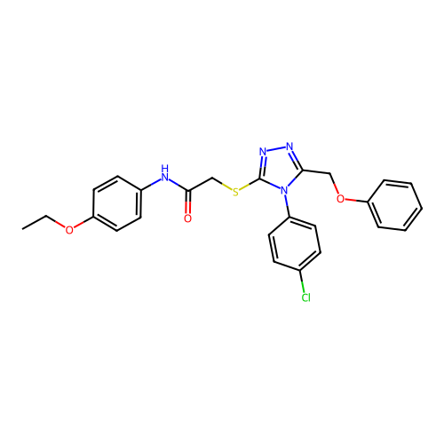 2-[[4-(4-chlorophenyl)-5-(phenoxymethyl)-1,2,4-triazol-3-yl]sulfanyl]-N-(4-ethoxyphenyl)acetamide structure