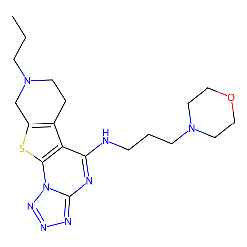 N-(3-morpholinopropyl)-8-propyl-6,7,8,9-tetrahydropyrido[4',3':4,5]thieno[3,2-e]tetrazolo[1,5-a]pyrimidin-5-amine structure