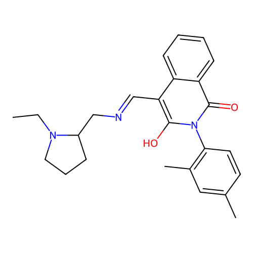 2-(2,4-dimethylphenyl)-4-[[(1-ethylpyrrolidin-2-yl)methylamino]methylidene]isoquinoline-1,3-dione structure