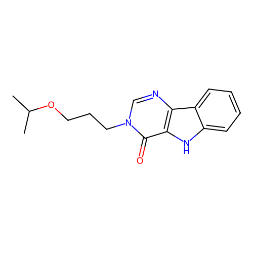 3-[3-(propan-2-yloxy)propyl]-3,5-dihydro-4H-pyrimido[5,4-b]indol-4-one structure
