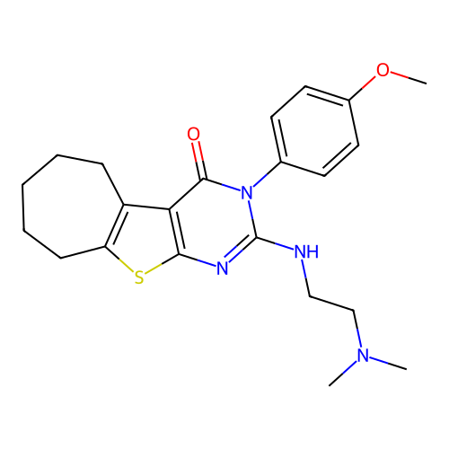 2-((2-(dimethylamino)ethyl)amino)-3-(4-methoxyphenyl)-6,7,8,9-tetrahydro-3H-cyclohepta[4,5]thieno[2,3-d]pyrimidin-4(5H)-one structure