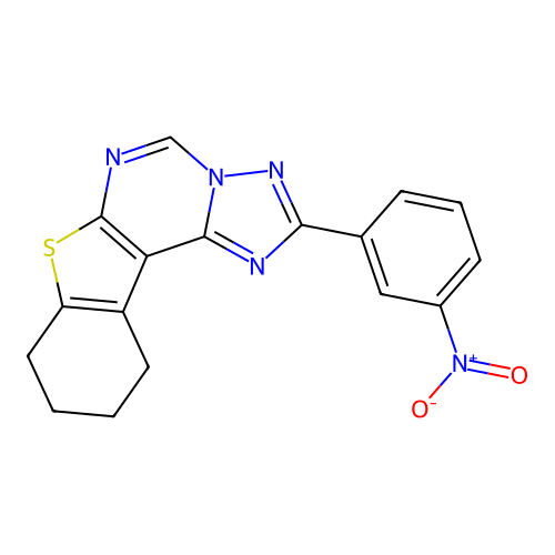 2-(3-nitrophenyl)-8,9,10,11-tetrahydro[1]benzothieno[3,2-e][1,2,4]triazolo[1,5-c]pyrimidine structure