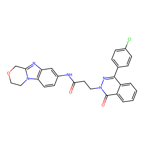 3-[4-(4-chlorophenyl)-1-oxophthalazin-2(1H)-yl]-N-(3,4-dihydro-1H-[1,4]oxazino[4,3-a]benzimidazol-8-yl)propanamide structure