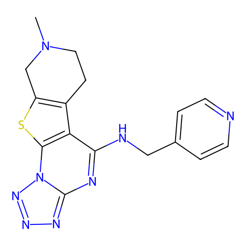 8-methyl-N-(pyridin-4-ylmethyl)-6,7,8,9-tetrahydropyrido[4',3':4,5]thieno[3,2-e]tetrazolo[1,5-a]pyrimidin-5-amine structure