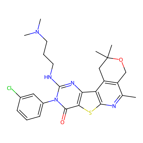 9-(3-Chloro-phenyl)-10-(3-dimethylamino-propylamino)-2,2,5-trimethyl-1,4-dihydro-2H,9H-3-oxa-7-thia- 6,9,11-triaza-benzo[c]fluoren-8-one structure