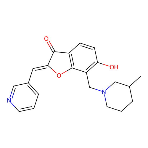 (Z)-6-hydroxy-7-((3-methylpiperidin-1-yl)methyl)-2-(pyridin-3-ylmethylene)benzofuran-3(2H)-one structure