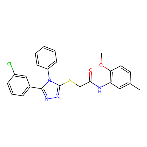 2-{[5-(3-chlorophenyl)-4-phenyl-4H-1,2,4-triazol-3-yl]sulfanyl}-N-(2-methoxy-5-methylphenyl)acetamide structure