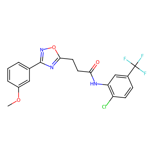 N-[2-chloro-5-(trifluoromethyl)phenyl]-3-[3-(3-methoxyphenyl)-1,2,4-oxadiazol-5-yl]propanamide structure