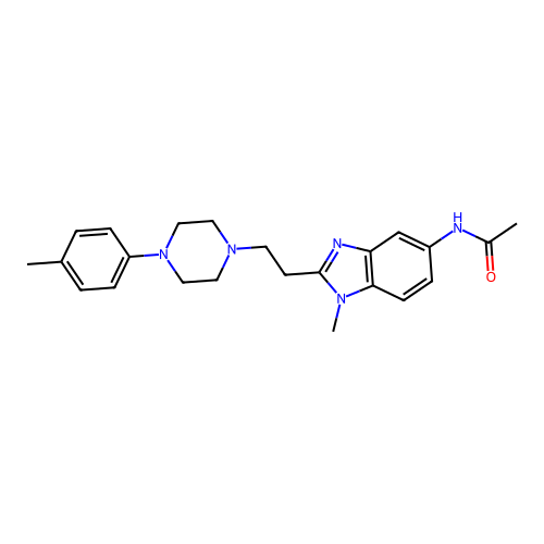 N-[1-methyl-2-[2-[4-(4-methylphenyl)piperazin-1-yl]ethyl]benzimidazol-5-yl]acetamide structure