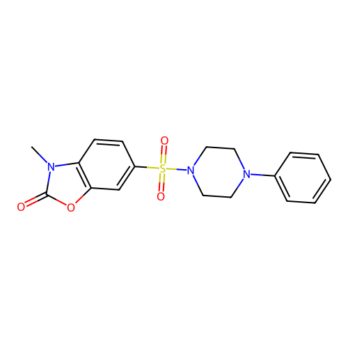 3-methyl-6-[(4-phenylpiperazin-1-yl)sulfonyl]-1,3-benzoxazol-2(3H)-one structure