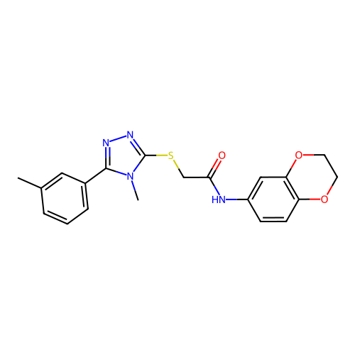 N-(2,3-dihydro-1,4-benzodioxin-6-yl)-2-{[4-methyl-5-(3-methylphenyl)-4H-1,2,4-triazol-3-yl]sulfanyl}acetamide structure