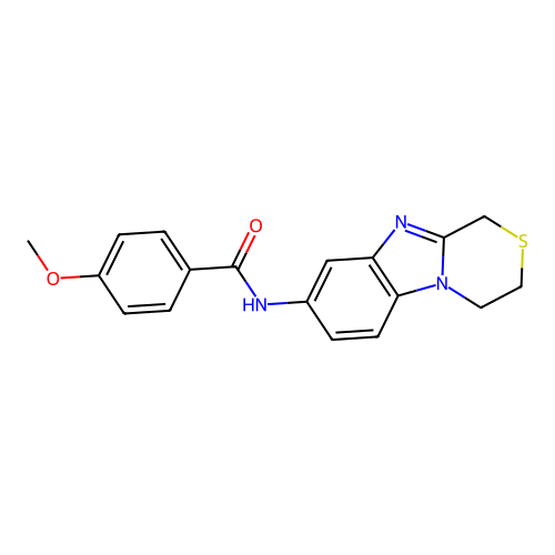 N-(3,4-dihydro-1H-[1,4]thiazino[4,3-a]benzimidazol-8-yl)-4-methoxybenzamide structure