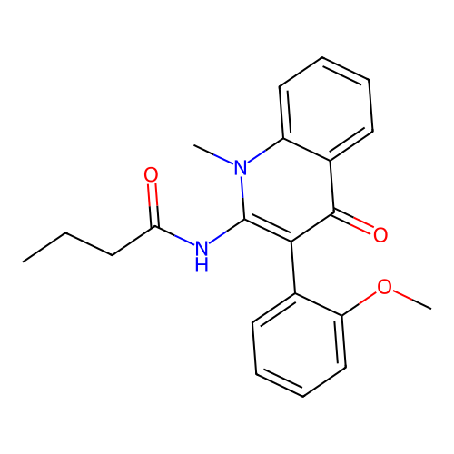 N-[3-(2-methoxyphenyl)-1-methyl-4-oxo-1,4-dihydroquinolin-2-yl]butanamide structure