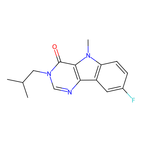 8-fluoro-3-isobutyl-5-methyl-3H-pyrimido[5,4-b]indol-4(5H)-one structure