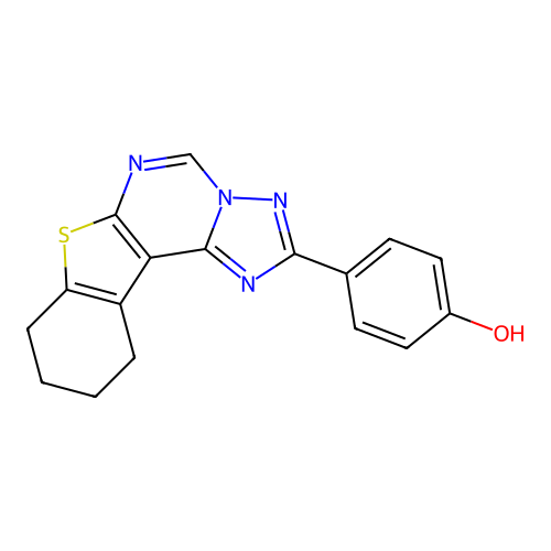 4-(8,9,10,11-tetrahydro[1]benzothieno[3,2-e][1,2,4]triazolo[1,5-c]pyrimidin-2-yl)phenol structure